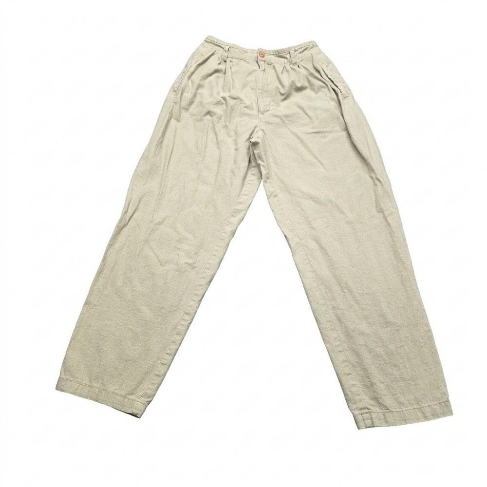 Rafferty Vintage High Rise Pleated Pants Size 11 Sage Green Ramie Cotton Blend